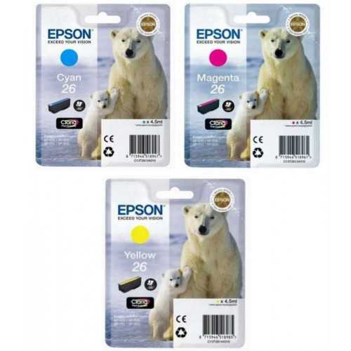 Epson 26 Ours polaire Couleur Pack de 3 cartouches d'encre d'origine