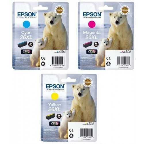 Epson 26XL Ours Polaire Couleur Pack de 3 cartouches d'encre d'origine