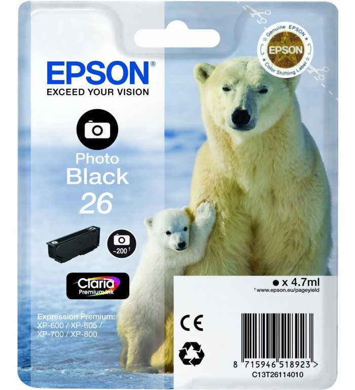 Epson 26 ours Polaire Photo noir Cartouche d'encre d'origine