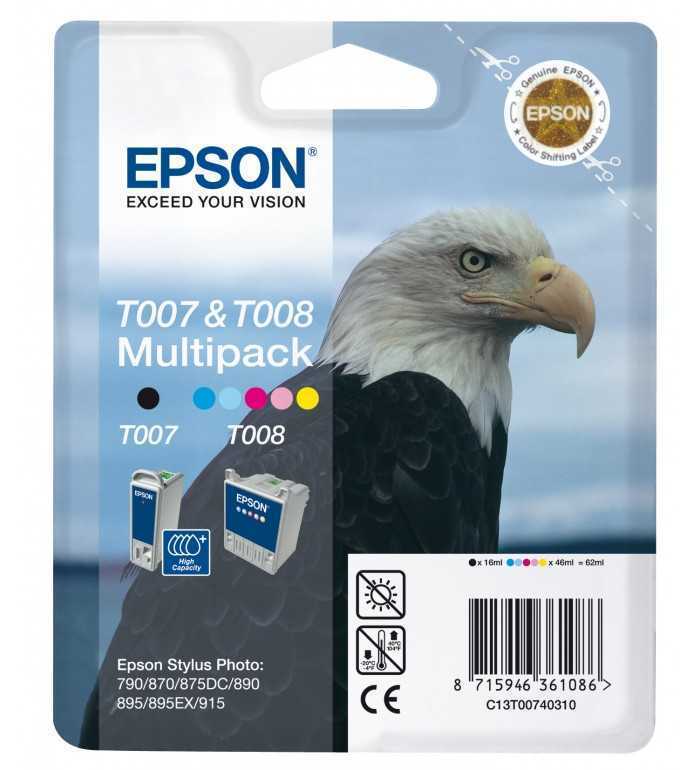 Epson T007/T008 Aigle Noir couleur Pack de 2 cartouches d'encre d'origine