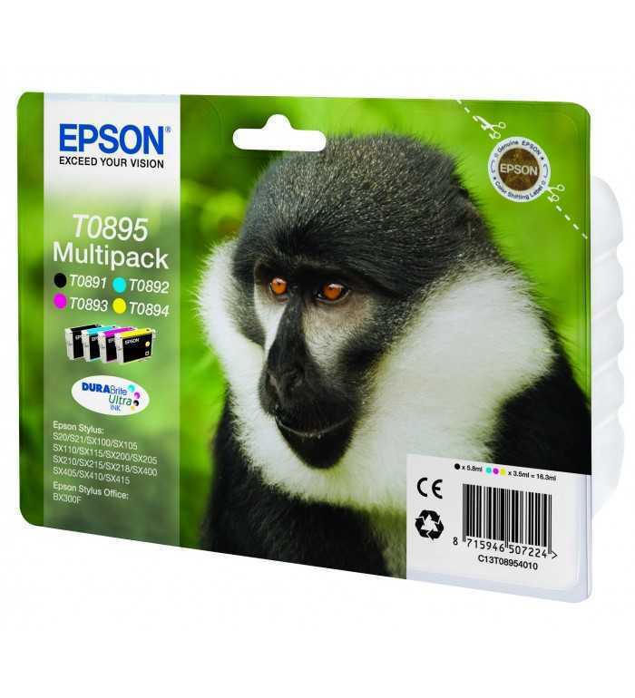 Epson T0895 Noir couleur Multipack de 4 Cartouches d'encre d'origine