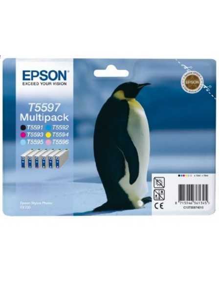 Epson T5597 Noir couleur Pingouin Multipack de 6 cartouches d'encre d'origine