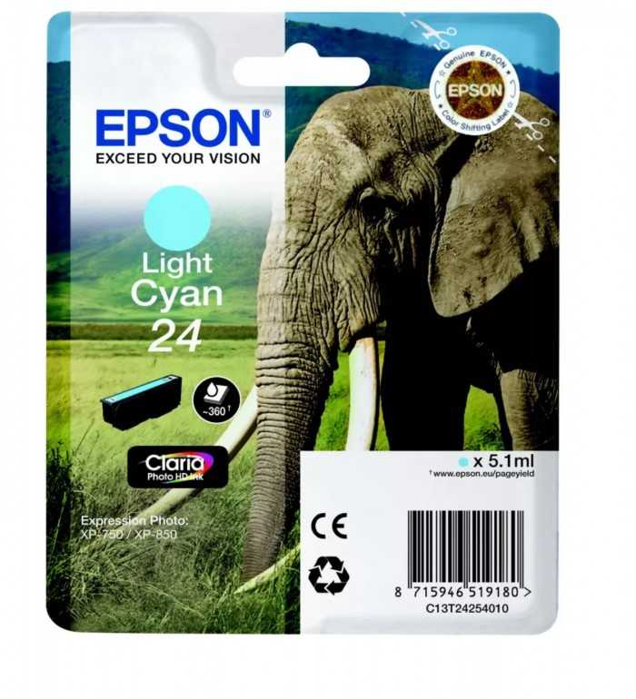 Epson 24 Cyan clair Éléphant Cartouche d'encre d'origine