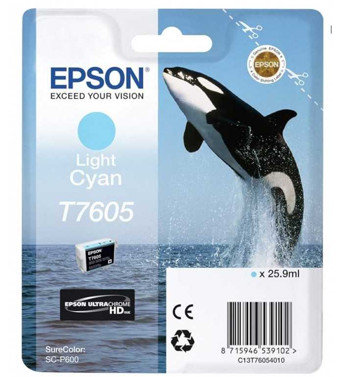 Epson T7605 Orque Cyan clair Cartouche d'encre d'origine