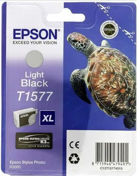 Epson T1577 Tortue Noir clair Cartouche d'encre d'origine