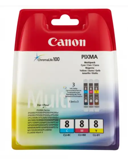 Canon CLI-8 Couleur Pack de 3 Cartouches d'encre d'origine