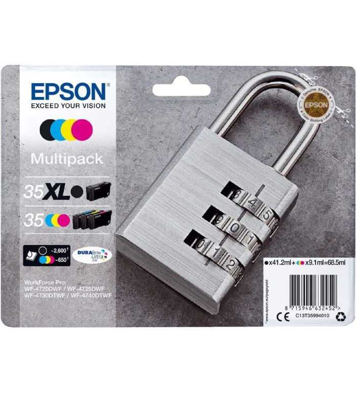 Epson 35XL Noir couleur Cadenas Multipack de 4 Cartouches d'encre d'origine