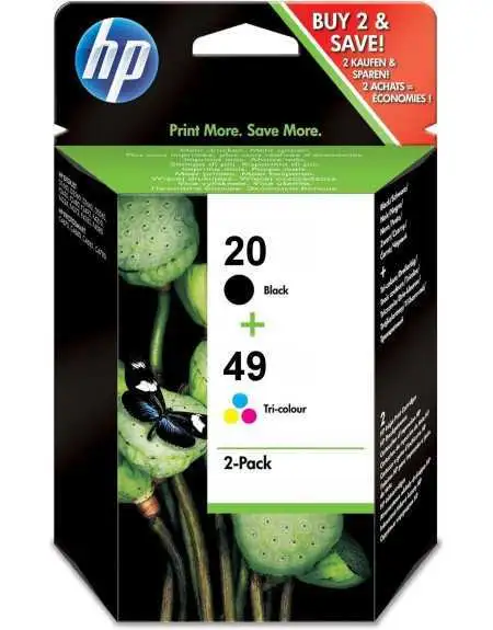 HP 20/49 Noir couleur Pack de 2 Cartouches d'encre d'origine