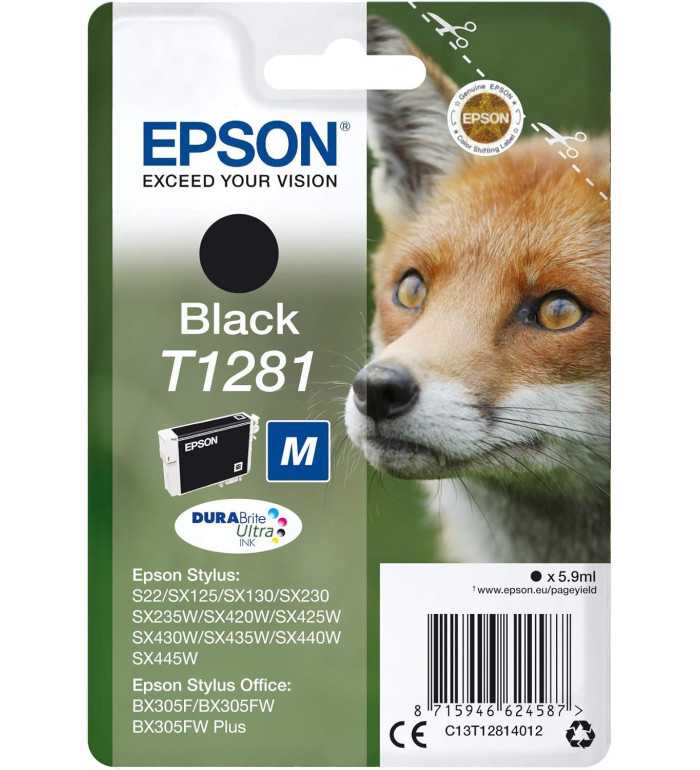 Epson T1281 Noir Renard Cartouche d'encre d'origine