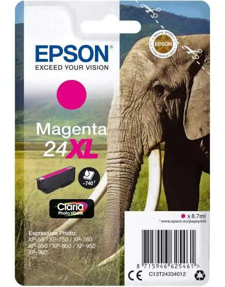 Epson 24XL Magenta Éléphant Cartouche d'encre d'origine