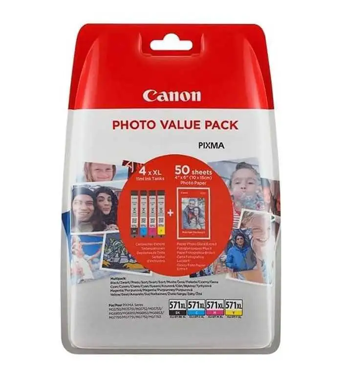 Canon CLI-571XL Noir couleur Pack de 4 Cartouches d'encre d'origine