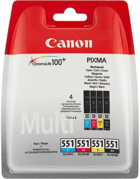 Canon CLI-551 Noir couleur Pack de 4 Cartouches d'encre d'origine