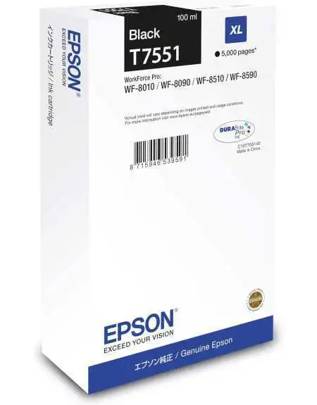 Epson T7551XL Noir Cartouche d'encre d'origine