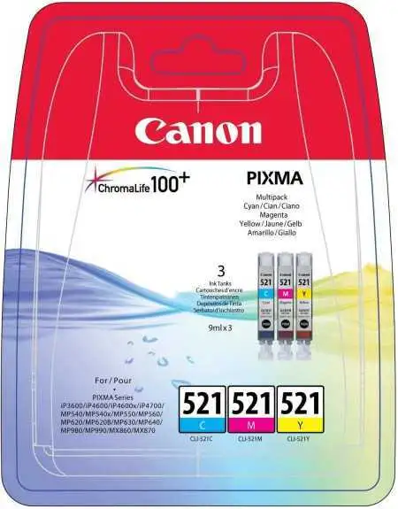 Canon CLI-521 Couleur Pack de 3 Cartouches d'encre d'origine