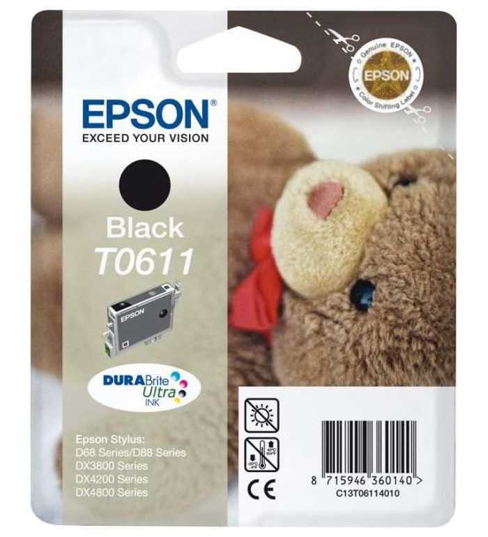 Epson T0611 Ourson Noir Cartouche d'encre d'origine