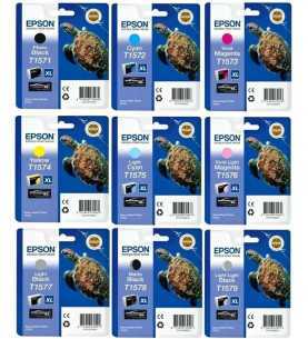 Epson T157 Tortue Noir couleur Pack de 9 Cartouches d'encre d'origine