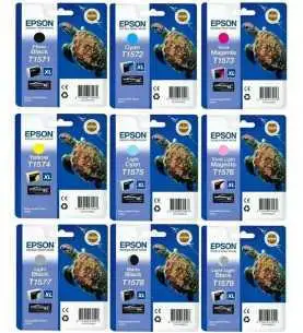 Epson T157 Tortue Noir couleur Pack de 9 Cartouches d'encre d'origine