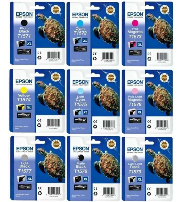 Epson T157 Tortue Noir couleur Pack de 9 Cartouches d'encre d'origine