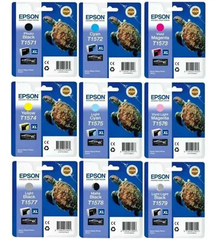 Epson T157 Tortue Noir couleur Pack de 9 Cartouches d'encre d'origine