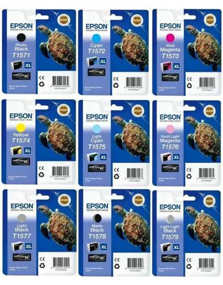 Epson T157 Tortue Noir couleur Pack de 9 Cartouches d'encre d'origine