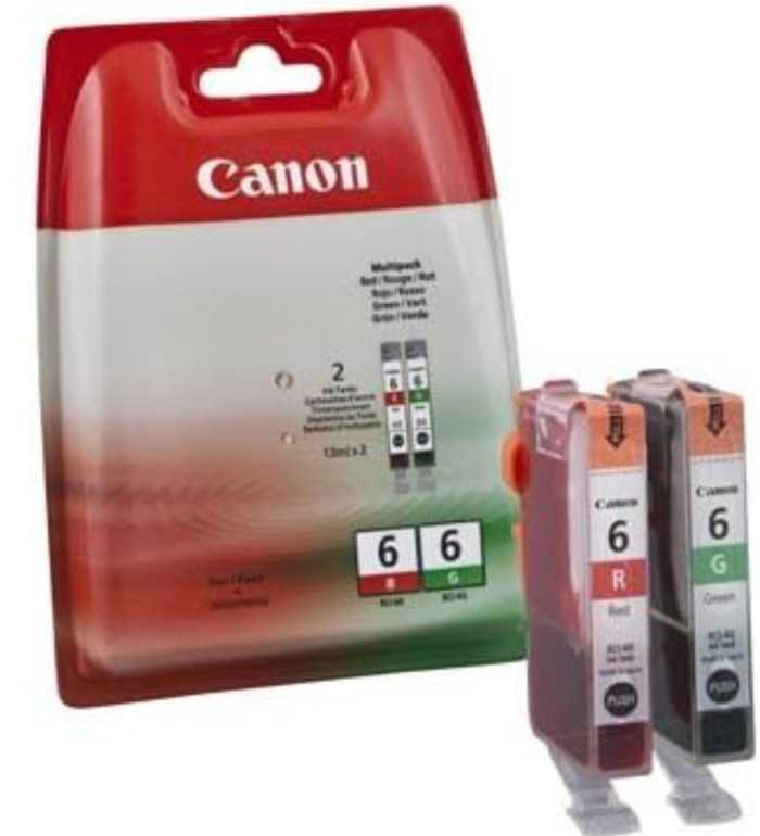 Canon BCI-6 R/G Rouge et vert Pack de 2 Cartouches d'encre d'origine