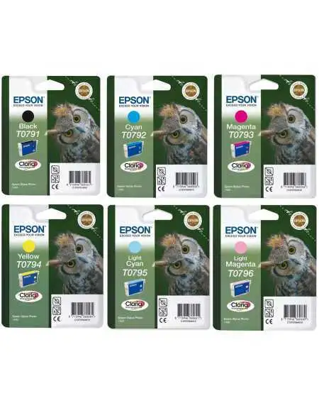 Epson T0797 Chouette Noir couleur Pack de 6 cartouches d'encre d'origine