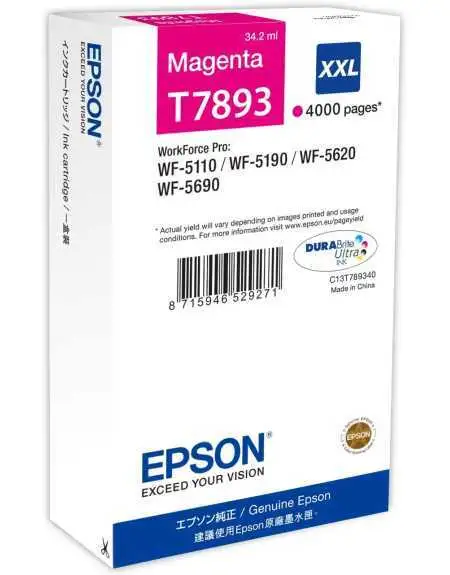 Epson T7893 XXL Magenta Cartouche d'encre d'origine