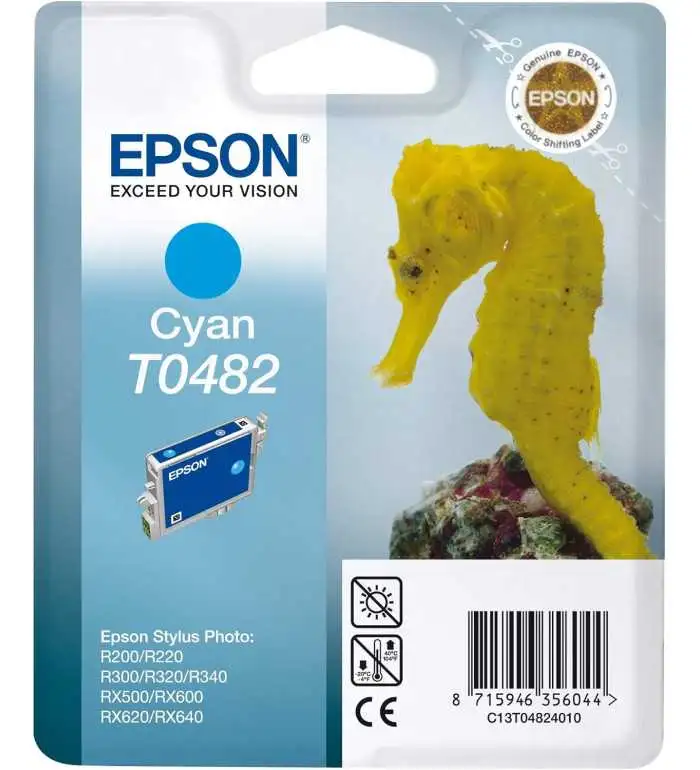 Epson T0482 Hippocampe Cyan Cartouche d'encre d'origine