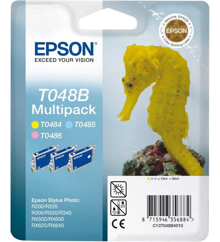 Epson T048B Hippocampe Couleur Multipack de 3 Cartouches d'encre d'origine