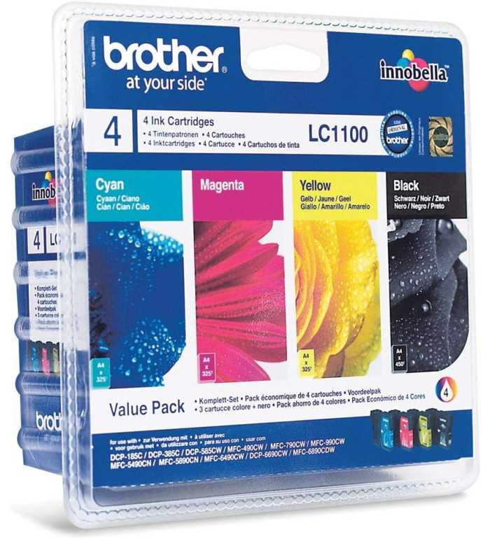 Brother LC1100 Noir couleur Pack de 4 Cartouches d'encre d'origine