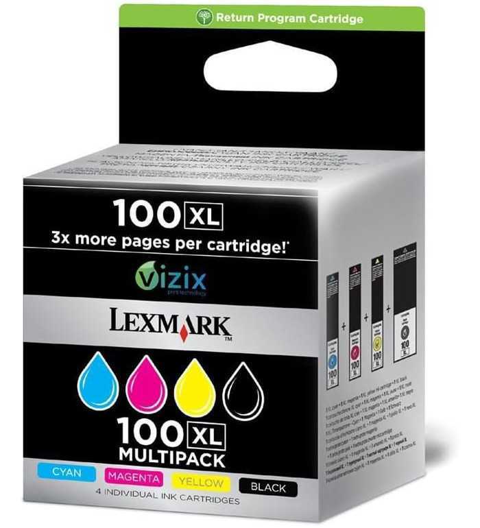 Lexmark 100XL Noir couleur Pack de 4 Cartouches d'encre d'origine