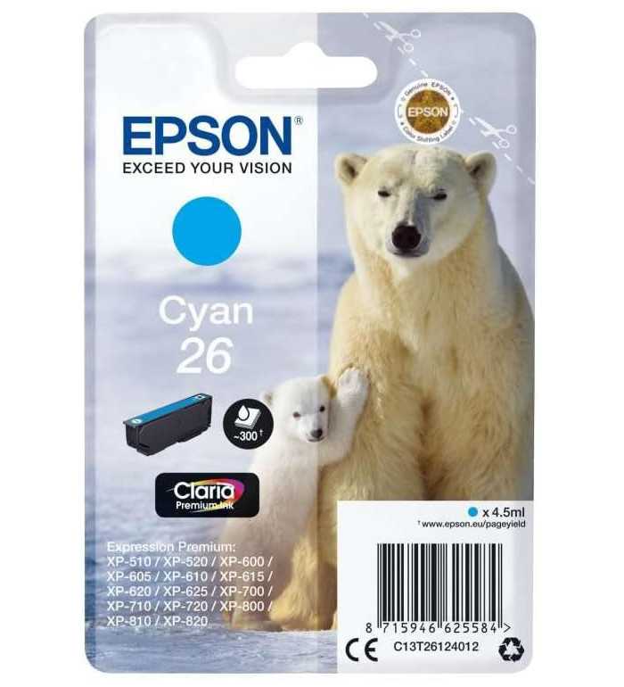 Epson 26 Cyan pas chère sur Promos-cartouches
