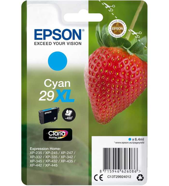 Epson 29XL Fraise Cyan pas chère sur Promos-cartouches