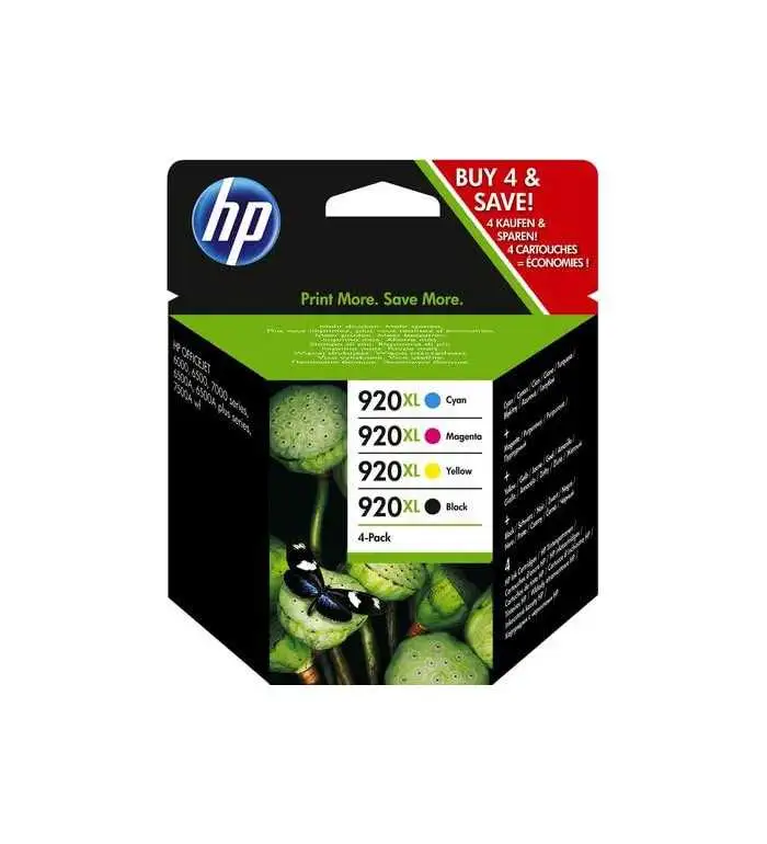 HP 920XL Noir couleur Pack de 4 Cartouches moins cher sur Promos-cartouches